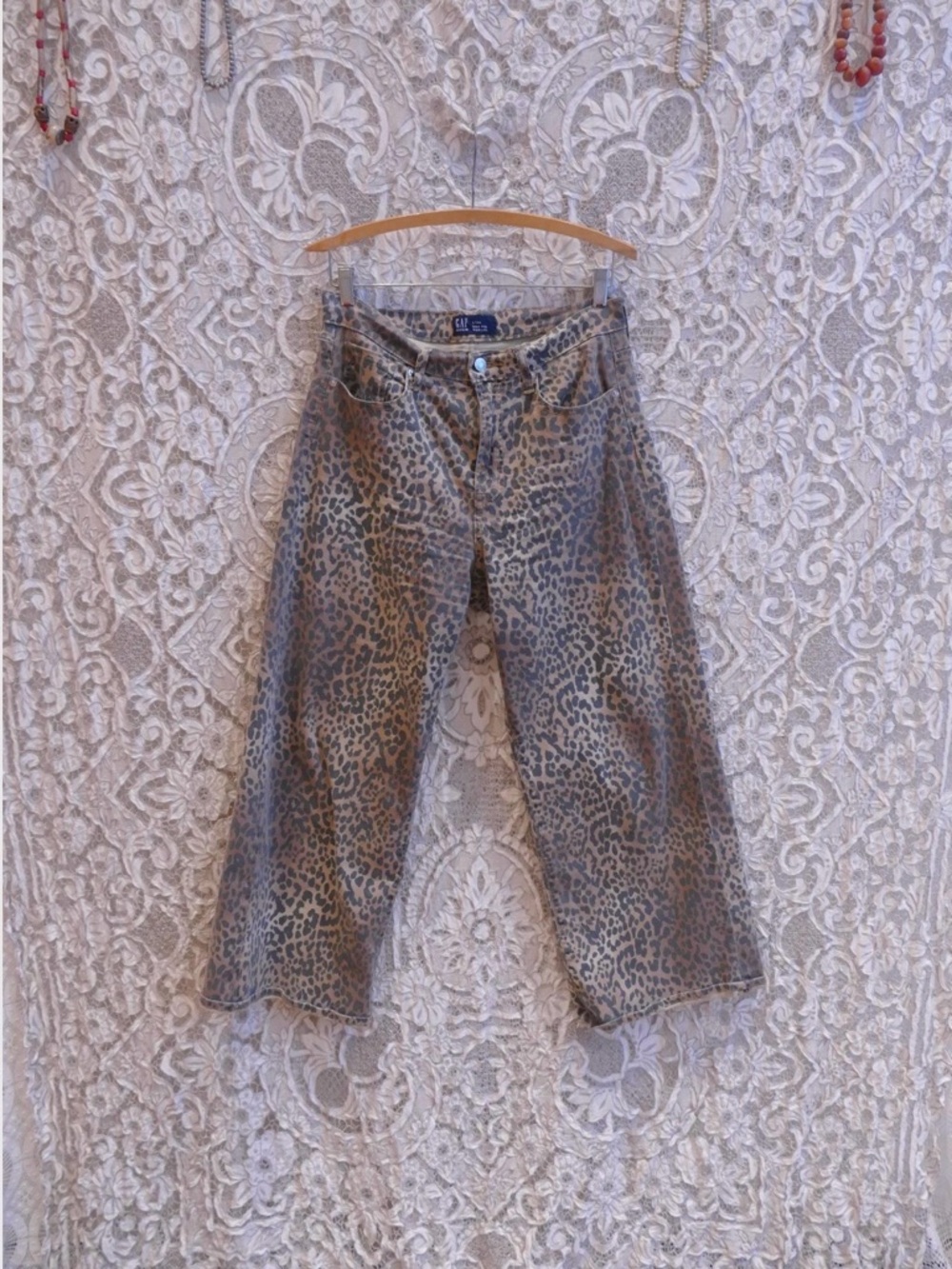GAP Leopard Print Wide Leg Stretch Jeans